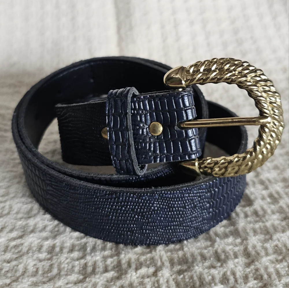☆ Navy Croc Print Belt